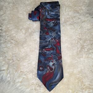Grace Newburger Bliss Watercolor Silk Tie Lovers and Hearts Art